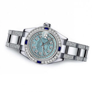 Rolex Women’s Customized Rolex watch 31mm Datejust Stainless Steel Ice Blue String Diamond Dial