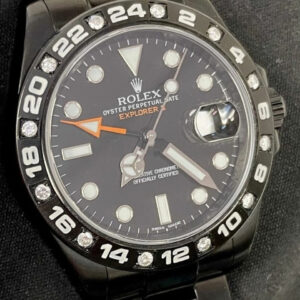 Rolex MINT 2017 Rolex Explorer II 42mm 216570 Black Orange PVD Diamond Date B+P Watch