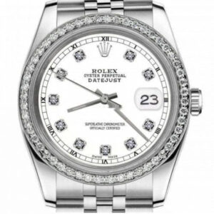 Rolex 31mm Datejust With custom Diamond bezel SS White Color Dial with Diamond Accent RT Deployment buckle