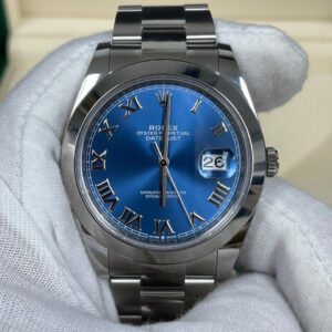 Rolex Datejust 41mm Smooth Bezel Blue Roman Dial 126300