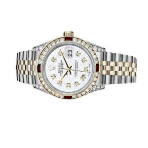 Rolex Men’s Rolex 36mm Datejust Two Tone Jubilee White Color Jubilee Dial Diamonds Bezel + Lugs + Rubies