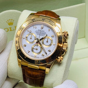 Rolex Cosmograph Daytona Engraved Bezel Yellow Gold White Dial Ref. 116518