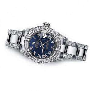 Rolex Ladies Rolex Navy Roman 26mm Datejust S/S Oyster Perpetual Diamond Side + Bezel & Lugs