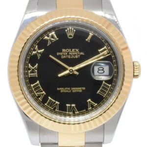 Rolex Datejust II 18k YG/Steel Black Dial Mens 41mm Watch ’13 B/P 116333