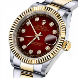 Rolex Ladies Rolex 26mm Datejust Two Tone Red Vignette Color Dial with Diamond Accent RT+ Classic