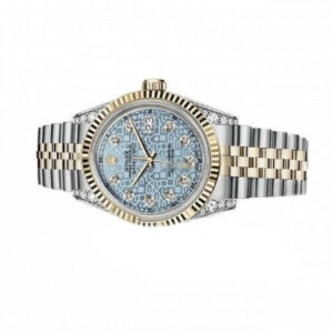 Rolex Men’s Rolex 36mm Datejust Two Tone Vintage Fluted Bezel With Lugs Jubilee Ice Blue Color Dial with Accent