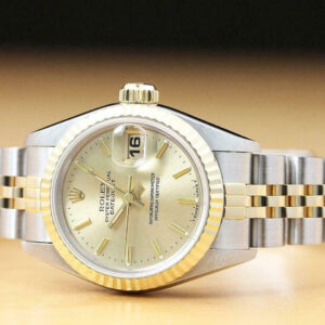 Rolex Ladies Datejust Champagne Dial Two Tone Quickset Watch + Rolex Band