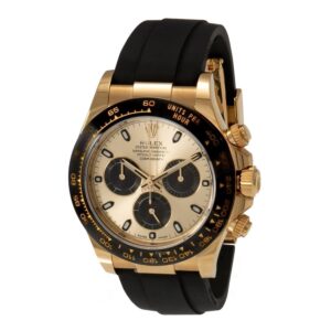 Rolex Cosmograph Daytona Champagne Black Dial Black Rubber Strap 40mm Watch