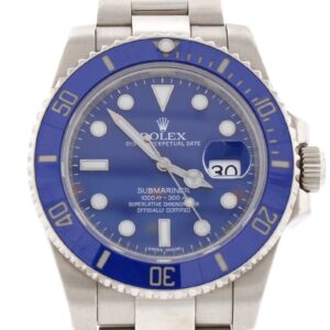 New Rolex Submariner Date Blue Dial 18k White Gold Steel Mens Watch 116619LB