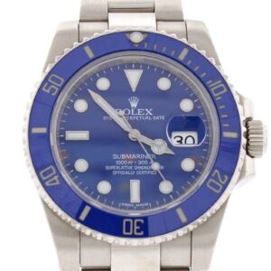 New Rolex Submariner Date Blue Dial 18k White Gold Steel Mens Watch 116619LB