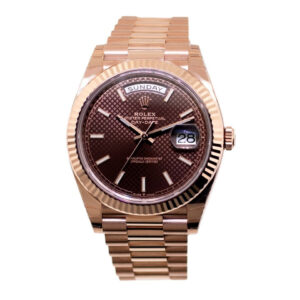 Rolex Day-Date 40mm Everose Gold Chocolate Diagonal Motif Index Dial 228235