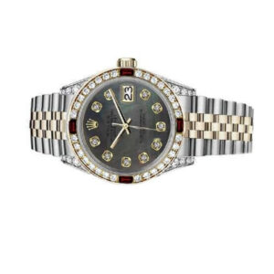 Rolex Men’s Rolex 36mm Datejust Two Tone Jubilee Black MOP Mother Of Pearl Dial Diamonds Bezel + Lugs + Rubies