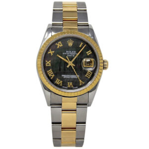 Rolex Date 15223 34mm Tahitian MOP Stainless Steel Yellow Gold 2YEARWTY #1236-1