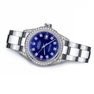 Rolex Blue 26mm Datejust Stainless Steel Diamonds Bezel & Lugs Oyster Band