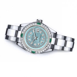 Rolex Turquoise String 26mm Datejust SS Diamond & Emerald Bezel