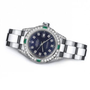 Rolex Navy 26mm Datejust SS Diamond lugs & Emerald