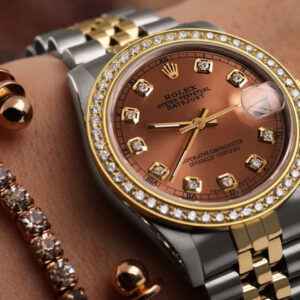 Rolex Women’s Rolex 31mm Datejust Vintage Diamond Bezel Two Tone Salmon Color Dial with Diamond Accent RT