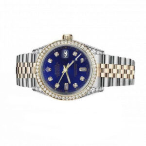 Rolex Datejust 36mm Blue Face & Diamond Numbers Two Tone Waterproof Diamond Watch