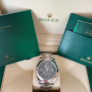 Rolex Datejust 41 Grey Green Roman Dial Wimbledon Oyster