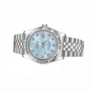 Rolex 36mm Oyster Perpetual Baby Blue Pearl Dial with Diamond Numbers Jubilee Watch