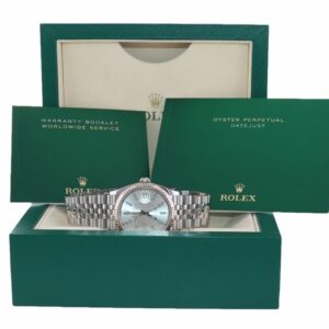 Rolex DateJust Silver Stick Jubilee 126234 Steel White Gold Fluted Watch Box