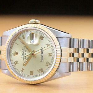 Rolex Genuine Rolex Mens Datejust 16233 Champagne Roman Dial Two Tone Quickset Watch