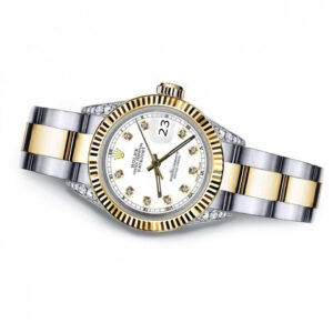 Rolex Ladies Rolex 26mm Datejust Two Tone White MOP Dial with Diamond Accent+Lugs