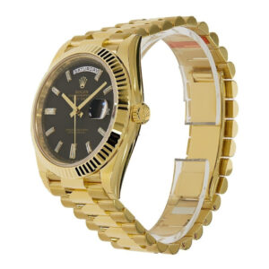 Rolex Day-Date 40 Yellow Gold President Black Index Dial Watch