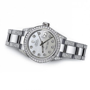 Rolex Men’s Rolex White Pearl 36mm Datejust S/S Oyster Perpetual Diamond Side + Bezel & Lugs