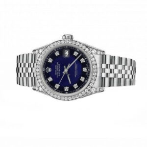 Rolex 31mm Datejust With custom Diamond bezel SS Blue Vignette Color Dial Bezel and Lugs SP Deployment buckle