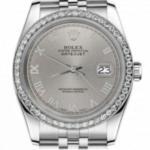 Rolex 26mm Datejust With custom Diamond bezel Slate Grey Roman Numeral Dial Deployment buckle