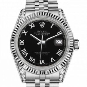 Rolex Ladies 31mm Rolex Datejust Black Color Roman Numeral Dial Classic + Lugs Wrist Watch