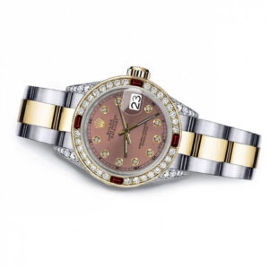 Rolex Salmon 26mm Datejust Two Tone Diamond lugs & Rubies