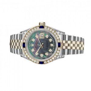 Rolex Women’s Rolex 31mm Datejust Two Tone Jubilee Black MOP Mother of Pearl String Diamond Accent Dial Bezel + Lugs + Sapphire