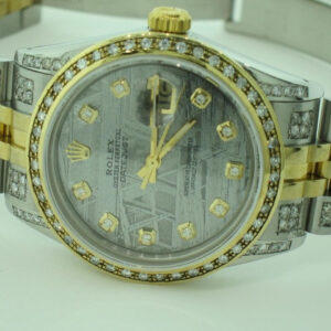 Rolex Datejust Oyster Perpetual Quickset 18K Gold Diamond Meteorit