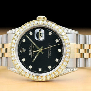 Rolex Mens Datejust Factory Diamond Dial + 2ct Diamond Bezel 18k Yg/ss Watch