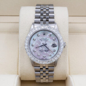 Rolex Datejust 36mm Custom 3ct VS Diamond Bezel & White MOP Dial Stainless Steel Quickset