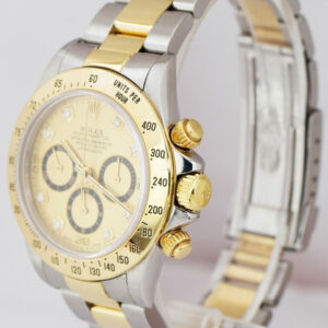 Rolex 1994 Rolex Daytona Cosmograph Two-Tone Champagne Serti Diamond 40mm 16523 B+P