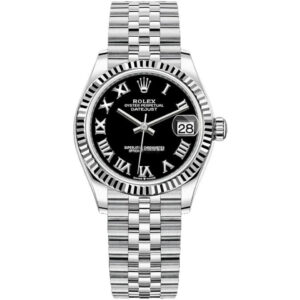 Rolex Datejust 278274 Stainless Steel and White Gold with Black Dial Roman Watch