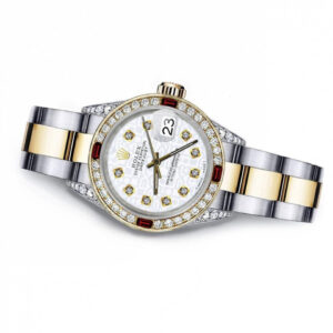 Rolex White logo 31mm Datejust Two Tone Diamond lugs & Rubies