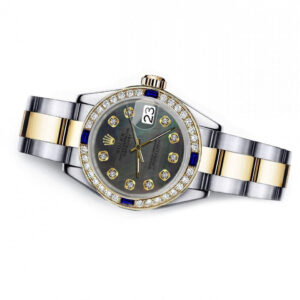 Rolex Black Pearl 36mm Datejust Two Tone Diamonds + Sapphire Bezel