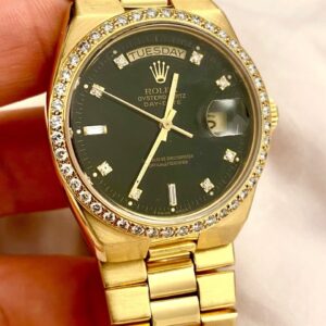 Rolex Day-Date 1985 Oysterquartz Factory Diamond Bezel And Dial 36mm 18k Gold 19048