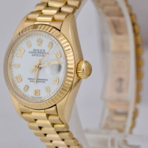 Rolex DateJust President 26mm White 18K Yellow Gold Automatic Watch B+P 69178