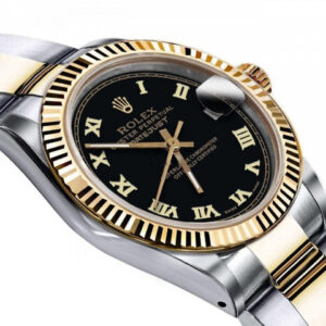 Rolex Ladies Rolex 26mm Datejust Two Tone Black Color Roman Numeral Dial Diamond+ Classic