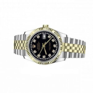 Rolex Women’s Vintage Rolex 31mm Datejust Two Tone Black Color String Diamond Accent Dial