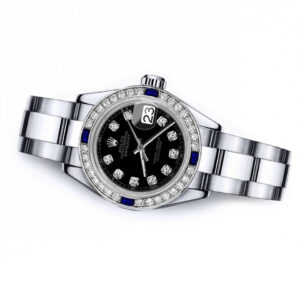 Rolex Men’s Black Track 36mm Rolex Datejust SS Diamond & Sapphire Bezel