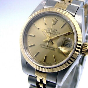 Rolex Lady-Datejust 26mm Yellow Gold & Steel Champagne Stick Dial 69173