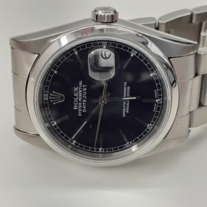 Rolex Datejust 36 mm Black Dial Oyster Steel Automatic Watch 16200 F Series 2004