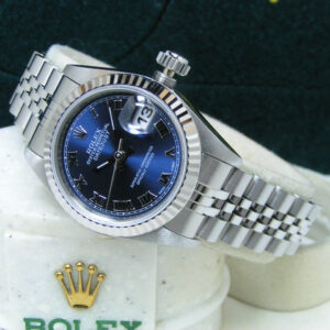 Rolex Lady-Datejust 26 UN-WORN Boxes Papers Sapphire Blue Roman Dial SS/18kt White Gold 69174