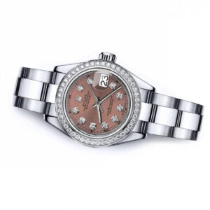 Rolex Salmon Brown 36mm Datejust Stainless Steel Oyster Bracelet & Diamond Bezel